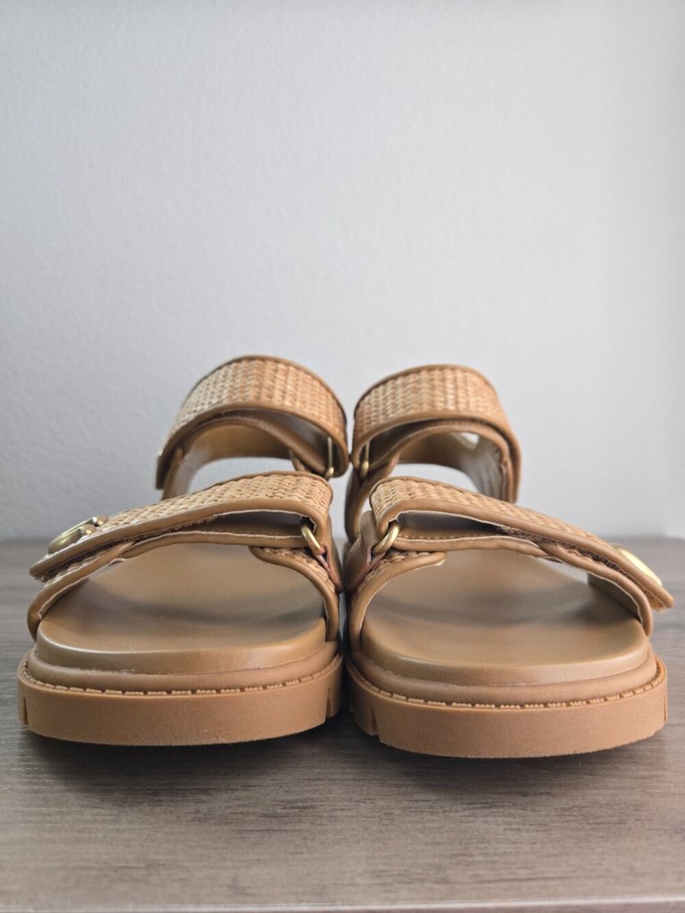 COACH Brynn Straw Open Toe Casual Sandals Natural Size 11B - Picture 8 of 16